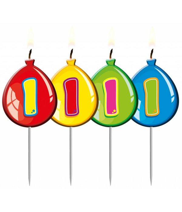 Nummer kaarsje ballon cijfer 1