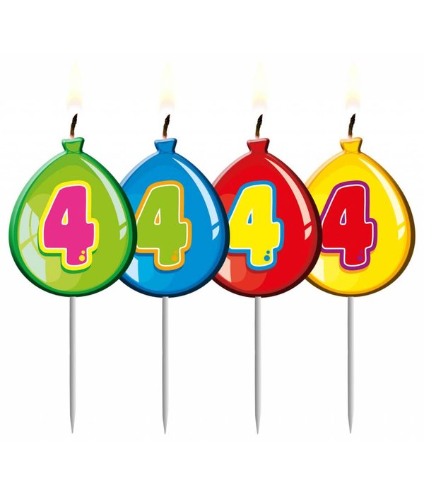 Nummer kaarsje ballon cijfer 4