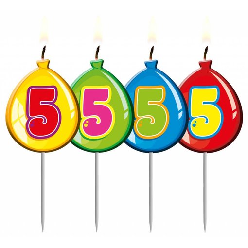 Nummer kaarsje ballon cijfer 5