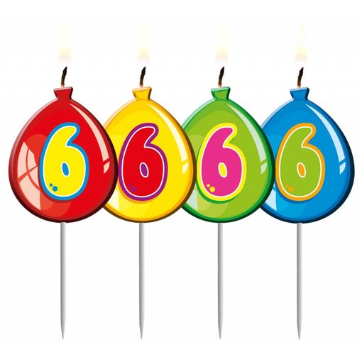 Nummer kaarsje ballon cijfer 6