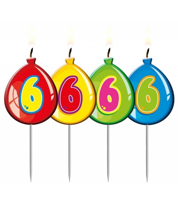 Nummer kaarsje ballon cijfer 6