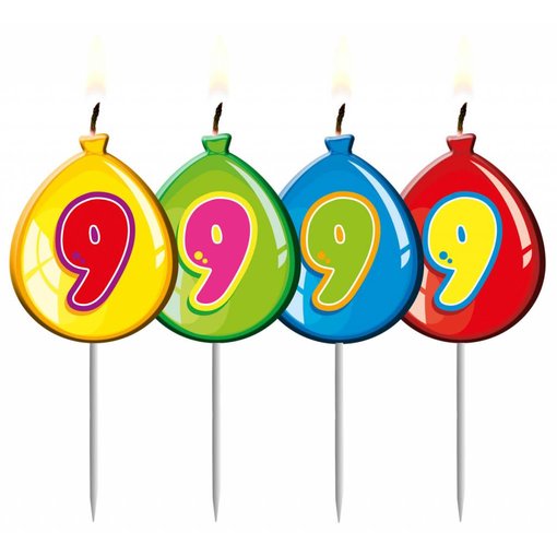 Nummer kaarsje ballon cijfer 9