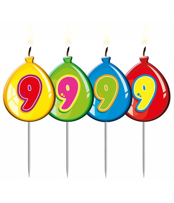 Nummer kaarsje ballon cijfer 9