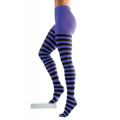 Panty gestreept zwart/paars
