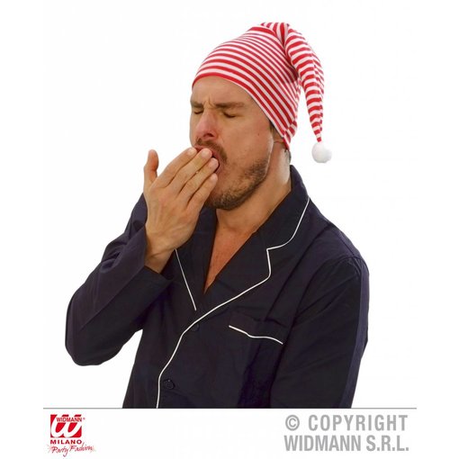 Slaapmuts rood/wit