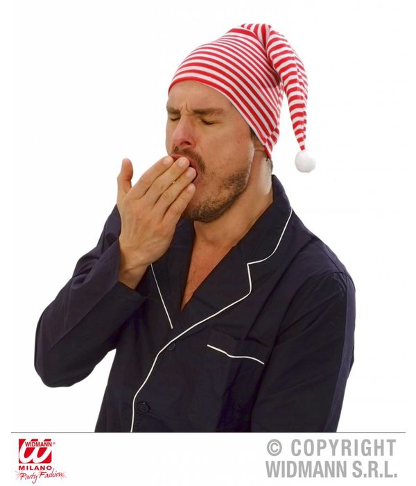 Slaapmuts rood/wit