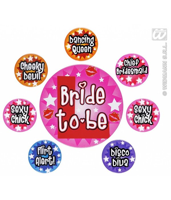 Set van 8 Buttons Vrijgezellen feest dames