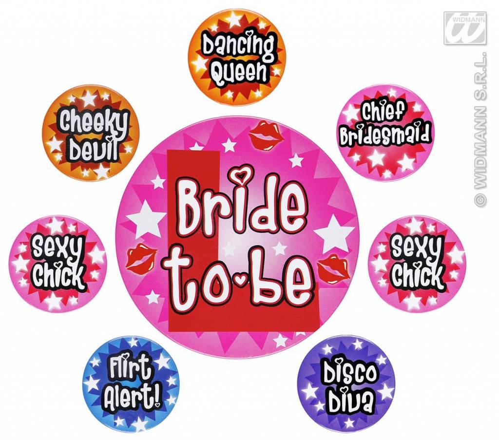 Set van 8 Buttons Vrijgezellen feest dames afbeelding