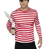 Gestreept T-shirt rood/wit man-vrouw