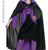 Kindercape zwart met paarse kraag