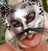 Halfmasker kat zilver/zwart