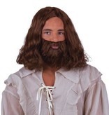 Pruik Holbewoner man bruin