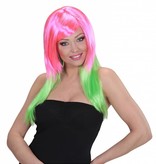 Pruik Disco roze/groen