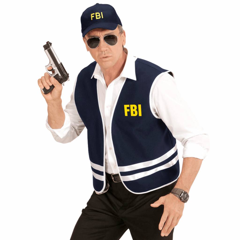 Zwarte FBI cap met vest volwassen afbeelding
