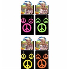 Hippie set oorbellen en ketting neon kleuren