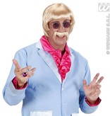 Pruik met snor en bril 60's blond
