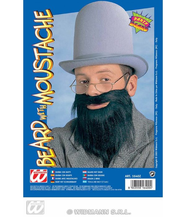 Partybaard met snor zwart