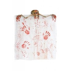 Doek met bebloede kop en handen