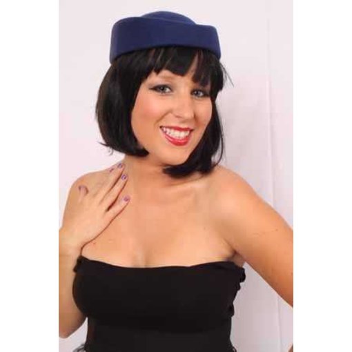 Stewardess hoed wolvilt blauw