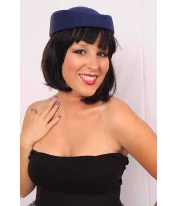 Stewardess hoed wolvilt blauw