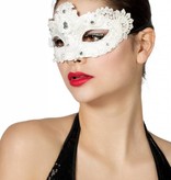 Masker stof met steentjes wit