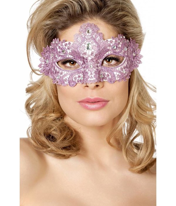 Masker stof met steentjes oud roze