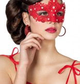 Masker stof met parels rood