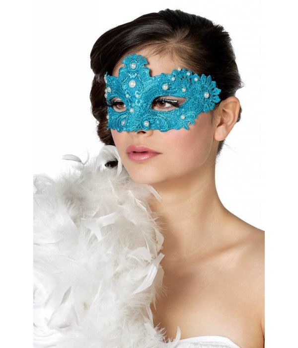 Masker stof met parels aqua