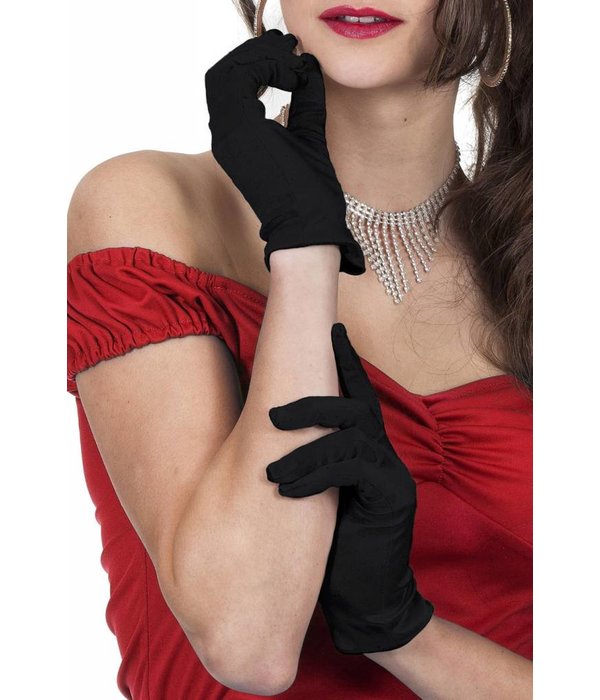 Gala handschoenen zwart satijn 20cm