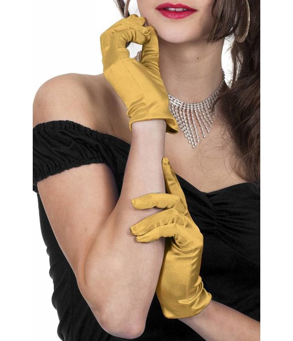 Gala handschoenen goud satijn 20cm