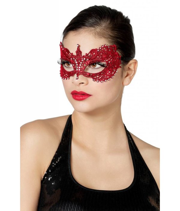 Masker stof met steentjes rood
