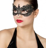 Masker stof met steentjes zilver/zwart