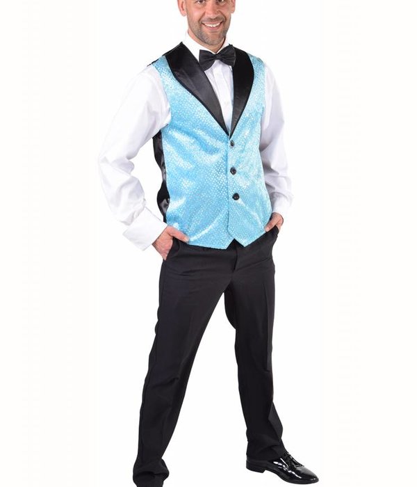 Gilet pailletten turquoise heren