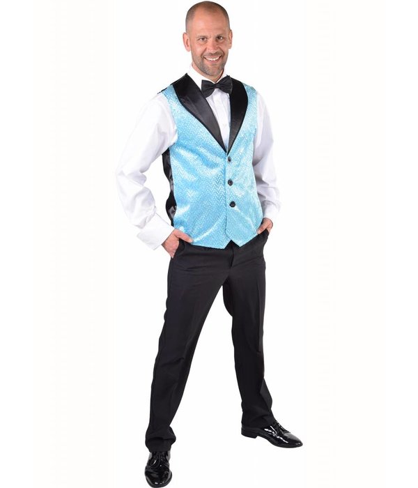 Gilet pailletten turquoise heren