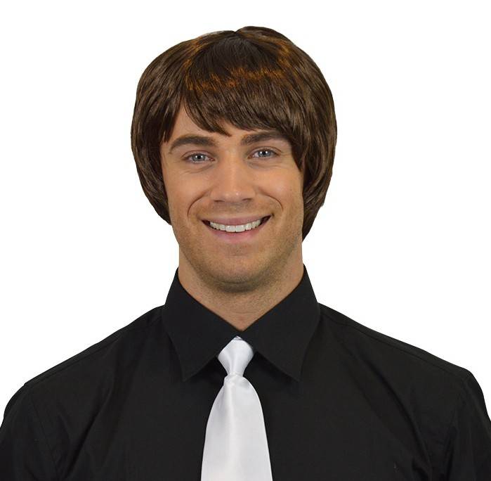 Heren pruik stijl bruin kort afbeelding