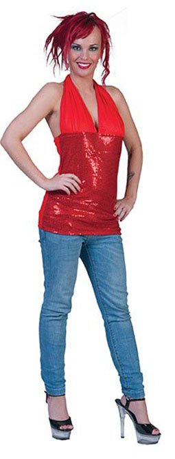 Halter topje glitter rood afbeelding