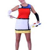 Jurk Mondriaan met handschoenen