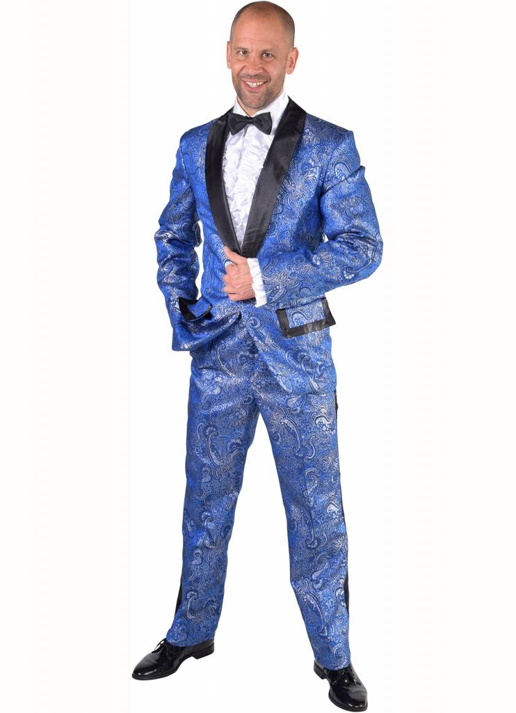 Gevoerd Maatpak brokaat Kobalt