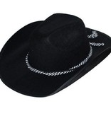 Cowboy hoed zwart met koord