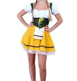Tiroler jurk kort geel/groen