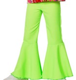 Hippiebroek bi-stretch kind neon groen