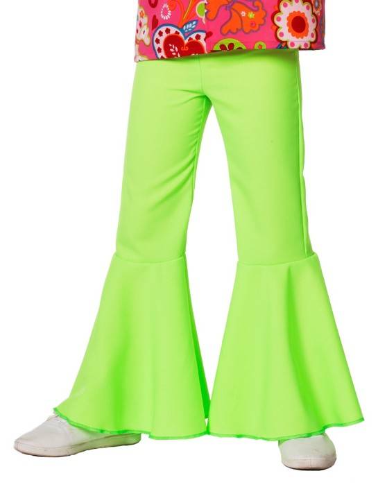 Hippiebroek bi-stretch kind neon groen afbeelding