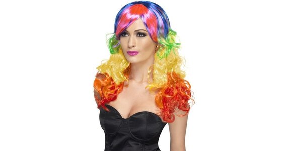Regenboog pruik