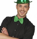 Hoge hoed lamee met paillettenband groen