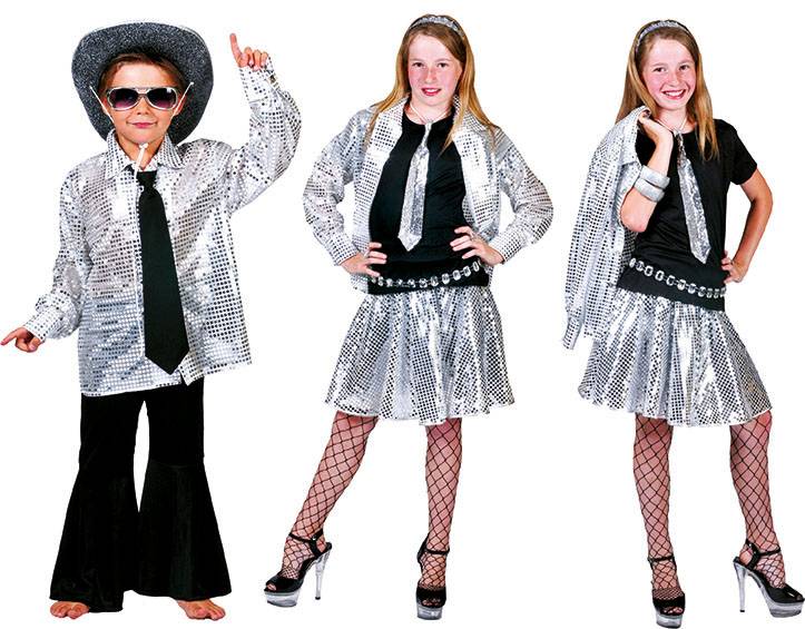 Blouse disco zilver kind afbeelding