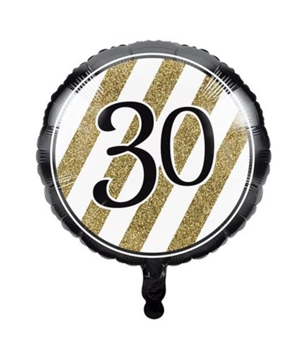Folieballon '30' Black & Gold (46cm)