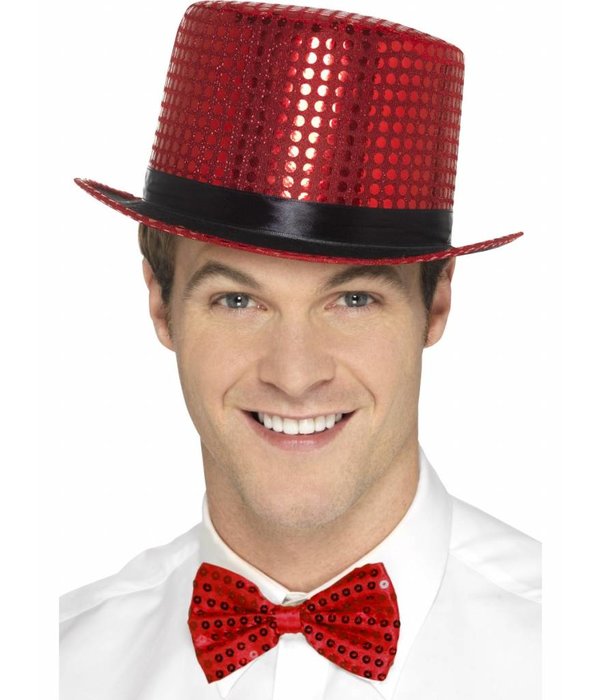 Hoge Hoed pailletten rood