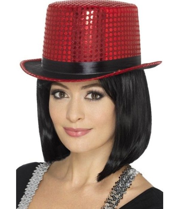 Hoge Hoed pailletten rood