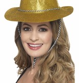 Cowboy glitter hoed plastic goud