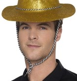 Cowboy glitter hoed plastic goud